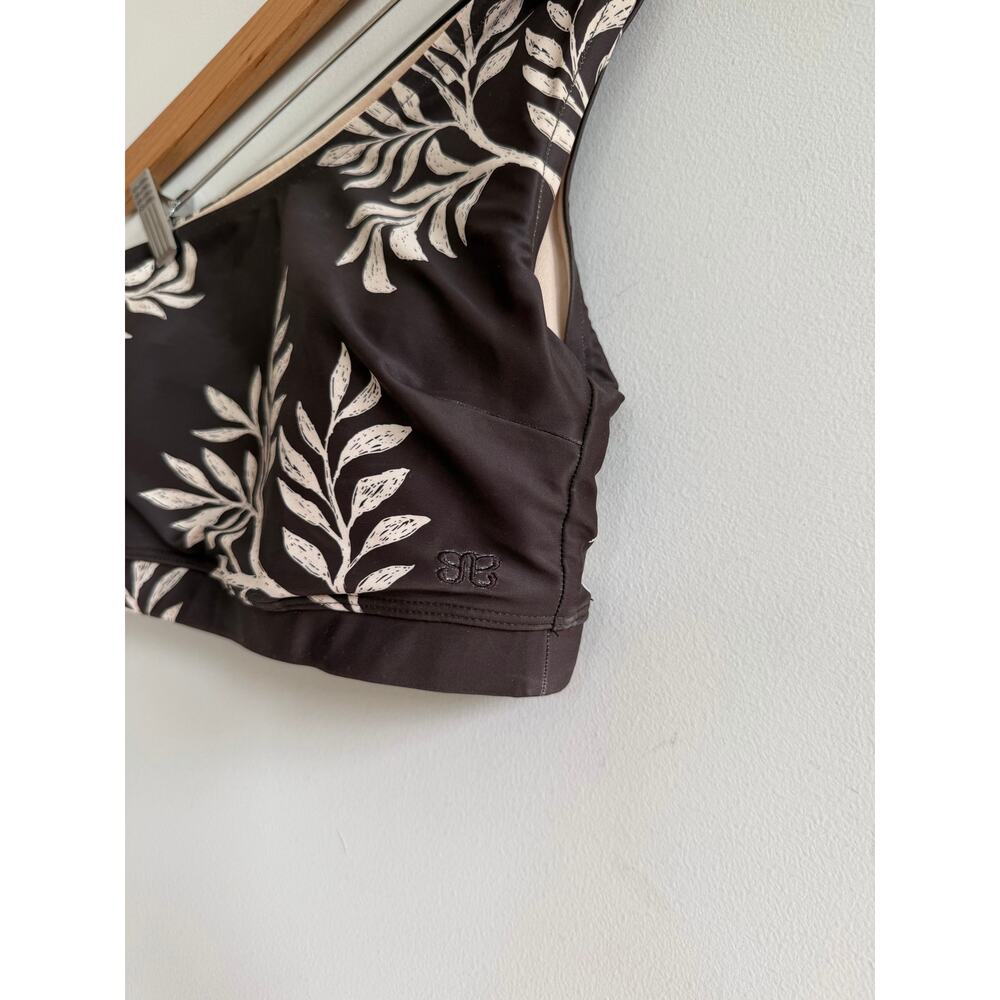 Albion Fern Pattern High Waisted Low Cut Leg Bikini Bottoms Brown M - Picture 4 of 9
